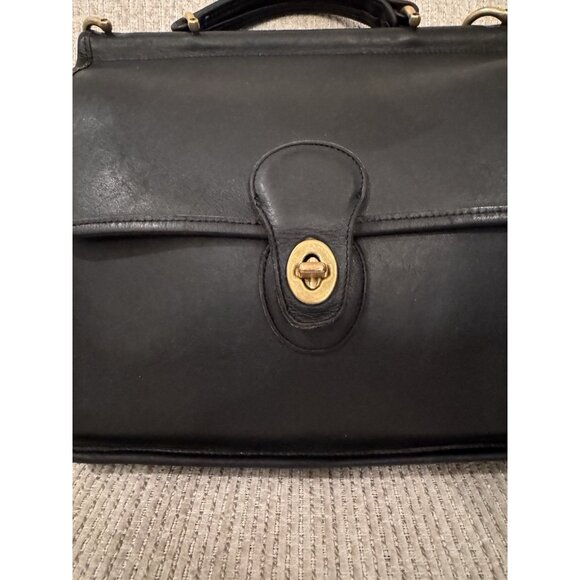 VTG 90s Y2K COACH WILLIS 9927 Black Bag Handbag Black Leather Satchel CLEAN - Picture 4 of 16